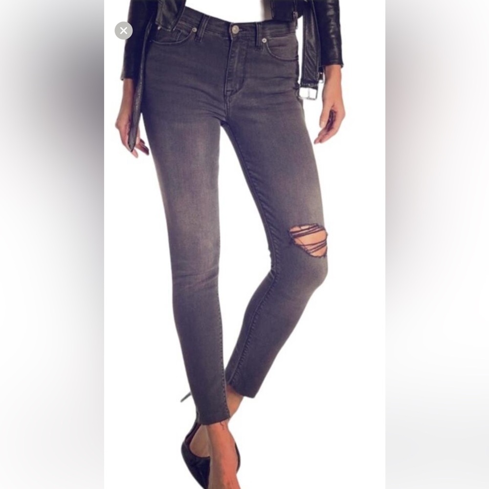 Hudson Distressed Grey Blair Super Skinny High Rise Jeans Size 30x27